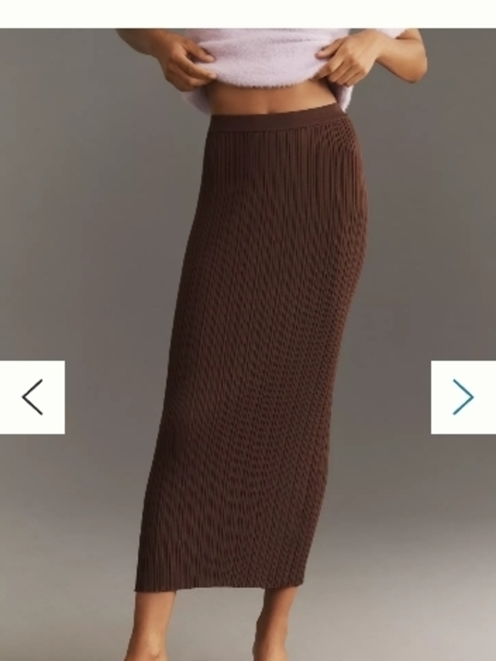 NWT Anthropologie WAYF Ribbed Knit Midi Skirt in Dark Brown Sz MED - Picture 3 of 8